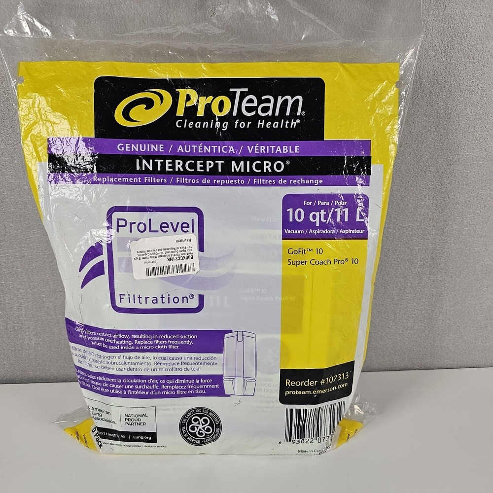 ProTeam 107313 Intercept Micro Filter Bags 10 Qt Super Coach Pro 10 Pack New